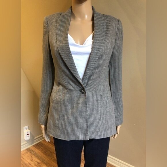 Zara basic grey pinstripe tailored blazer - Picture 1 of 6